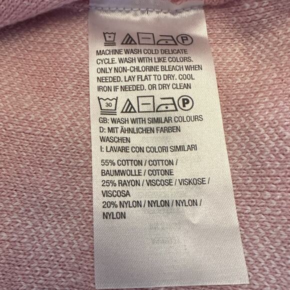 Denim & Co Pink White Jacquard Gingham Check V Neck Cardigan Sweater Womens 2X - Picture 6 of 7